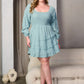 LONG SLEEVE RUFFLE TIERED
SMOCK MINI DRESS