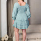 LONG SLEEVE RUFFLE TIERED
SMOCK MINI DRESS