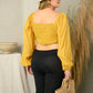 PLUS SIZE LONG PUFF SLEEVE RUCHED TOP